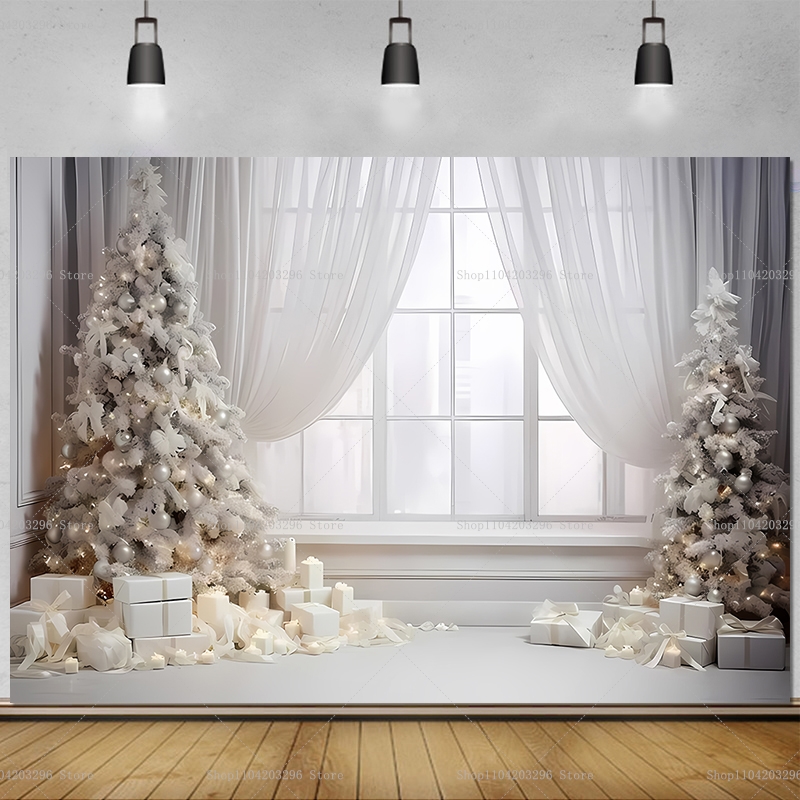 Baby Xmas Food - Weißer Weihnachts-Hintergrund mit Weihnachtsbaum, Kamin, Wintermotiv