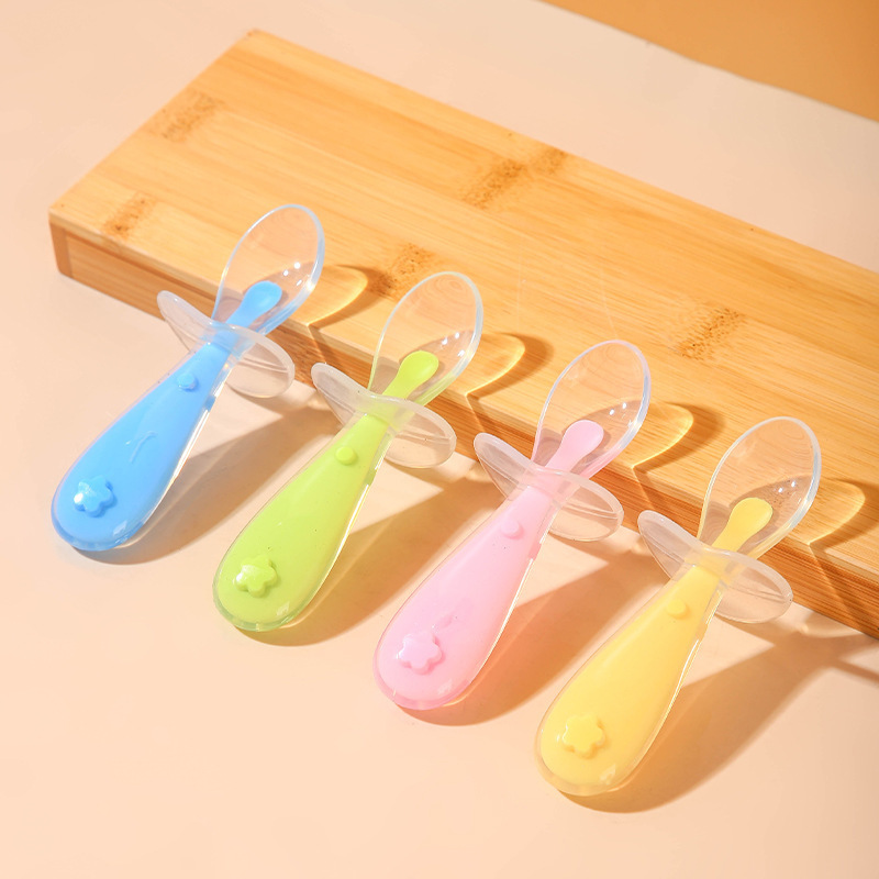 Baby Food Utensils - Baby-Silikonlöffel, Baby-Reispaste-Fütterung, Suppenlöffel mit weichem Kopf,