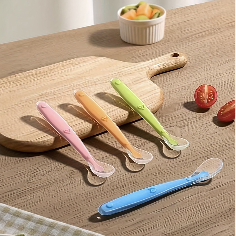 Baby Food Utensils - 1/2 Stück Baby-Silikonlöffel mit weicher Spitze,