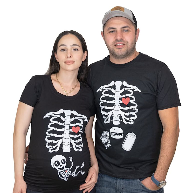 Baby Food Intake - Mutterschaft Halloween Skelett T-Shirts Paar Röntgen