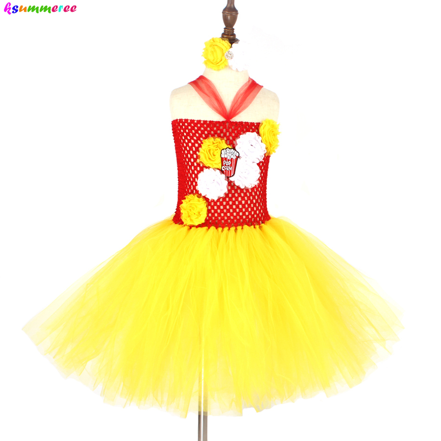 Baby Food Intake - Ausgefallenes Popcorn-Mädchen Tutu-Kleid Zirkus-Geburtstagsoutfit für Kinder