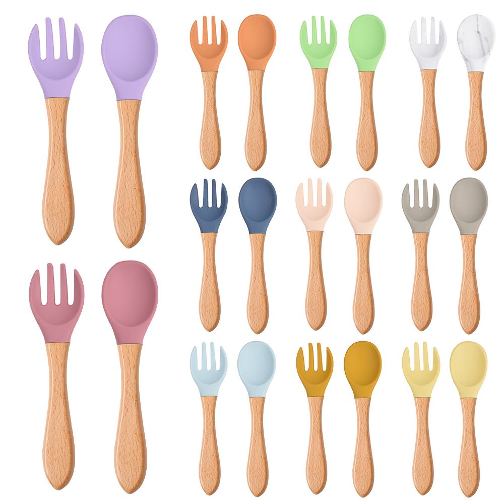 Baby Food Utensils - 2 Teile/satz Baby Silikon Löffel Gabel