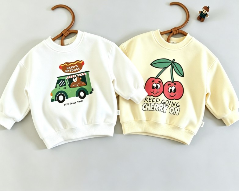 Baby Food Intake - Kleinkind-Sweatshirt mit Rundhalsausschnitt, Food Truck, Kirsch-