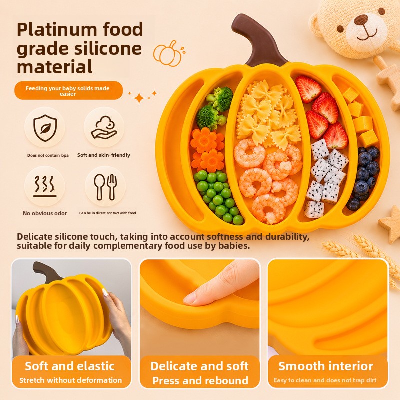 Kürbisförmiger Silikon-Babytel – Baby Food Dinner Bewertung und Preis
